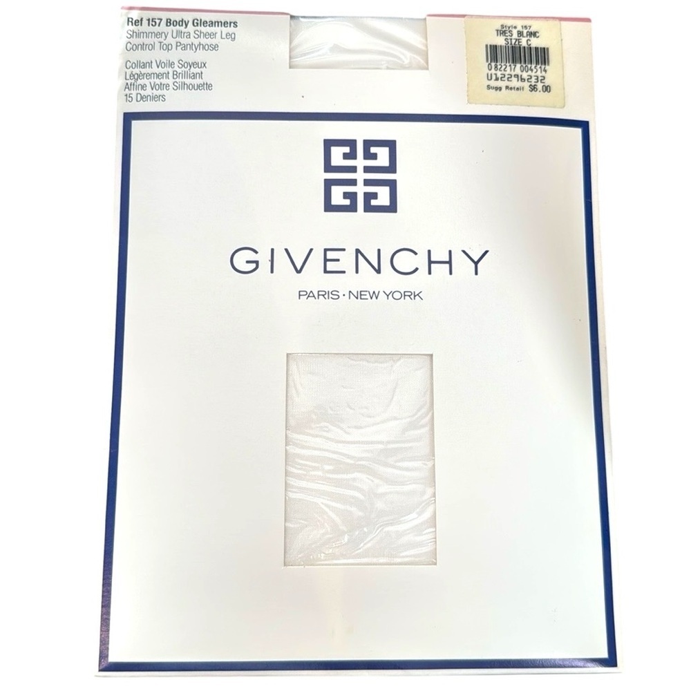 2 GIVENCHY Paris NY Body Gleamers CONTROL TOP Pantyhose Very White Sz C Vintage
